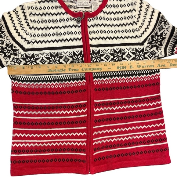 Vintage, Villager Sport Petite/Liz Claiborne, Snowflake Zip Up Cardigan, Size PM - Picture 5 of 7